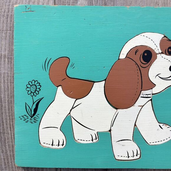 Vintage SiFO Children’s Wooden Puzzles Timmy Time Clock & Puppy Dog 1950s Toy - Picture 7 of 11